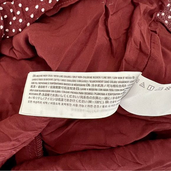 Abercrombie Burgundy Polka Dot Tie Front Dress Size SP - Picture 6 of 6